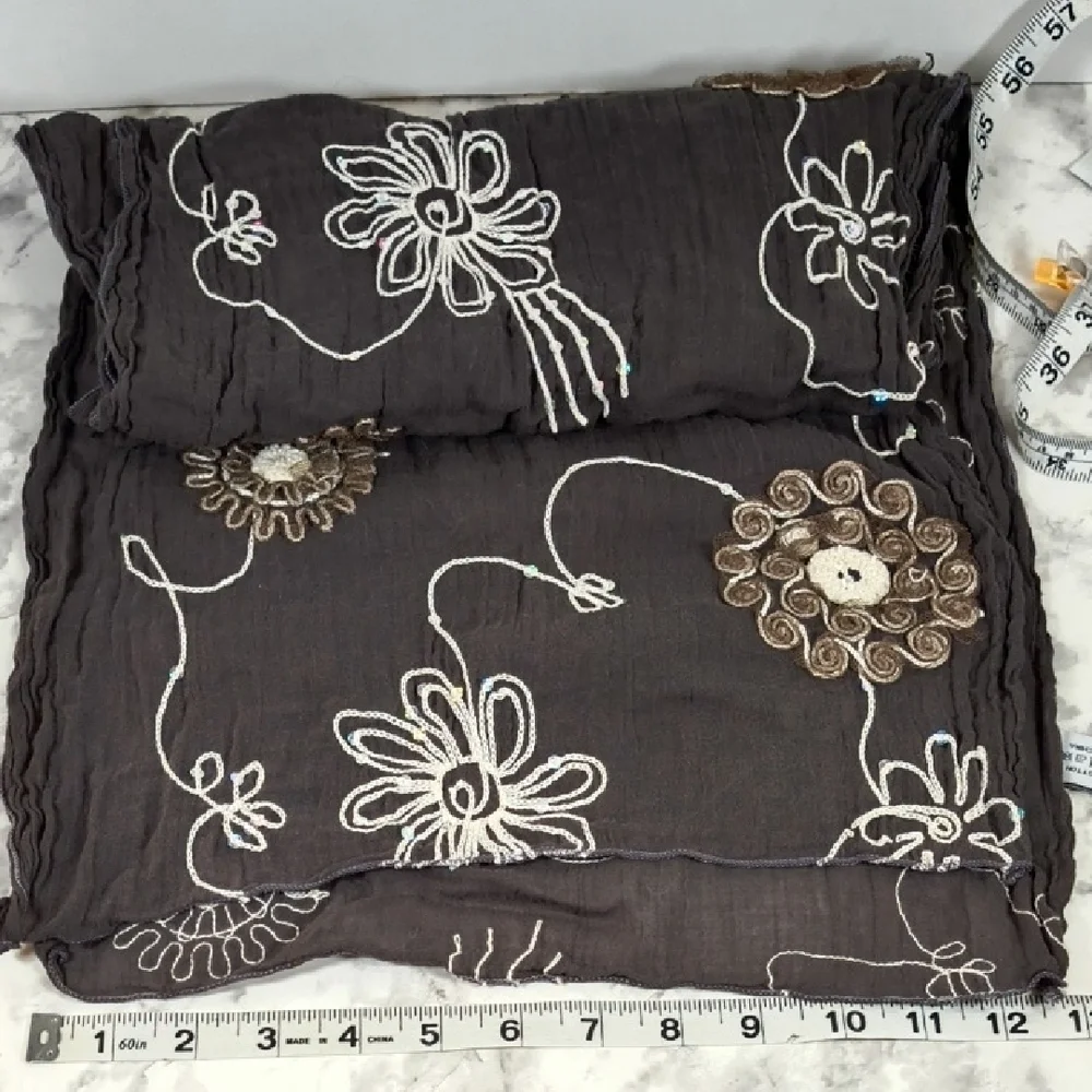 Tickled Pink Chic Floral Scarf in Dark Gray